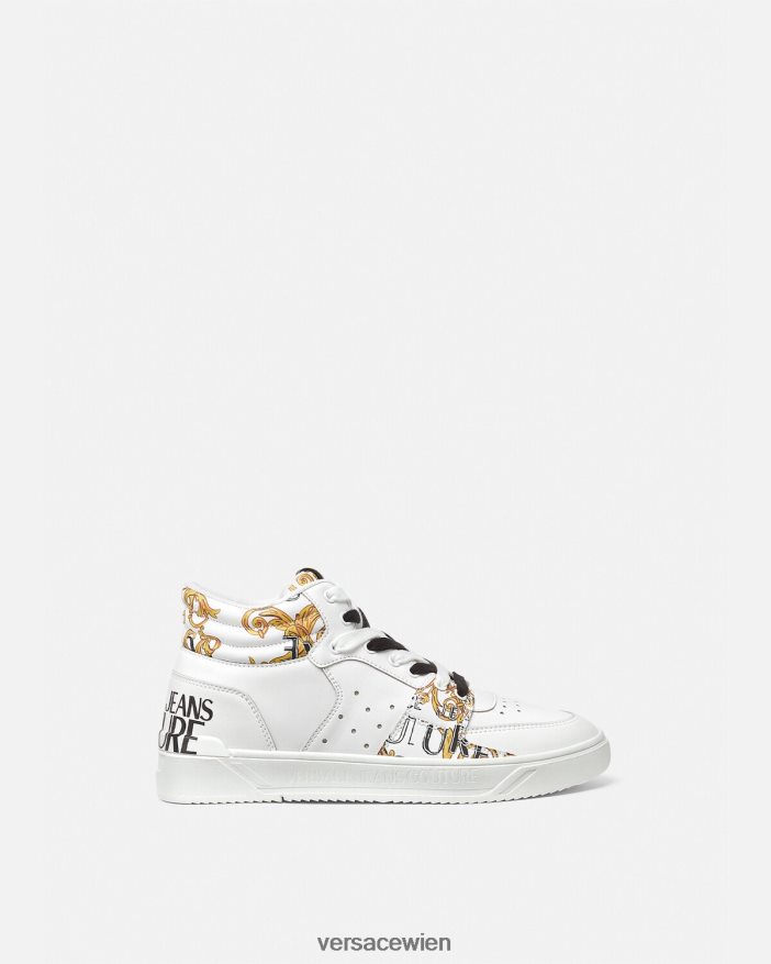 Gold und Weiß Couture-Sneaker mit Starlight-Logo Versace Männer Schuh 8N4XJD2463