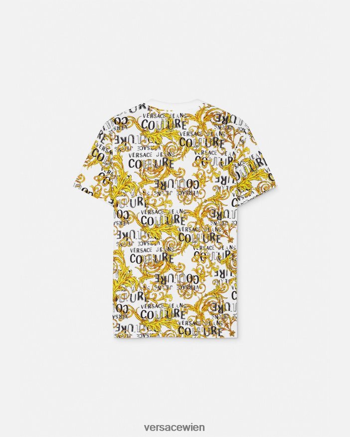 Gold und Weiß Couture-T-Shirt mit Logo Versace Männer Kleidung 8N4XJD2386