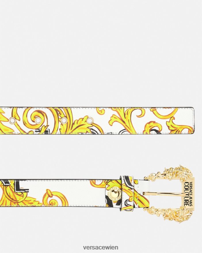 Gold und Weiß Gürtel mit Logo Couture1 Versace Frauen Zubehör 8N4XJD2352