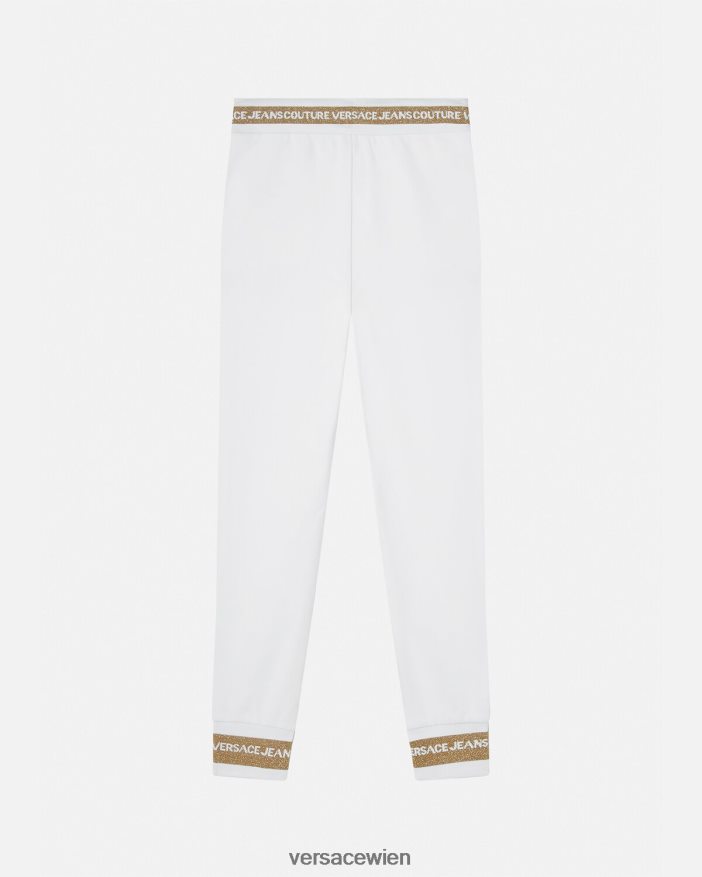 Gold und Weiß Jogginghose mit V-Emblem Versace Frauen Kleidung 8N4XJD2245