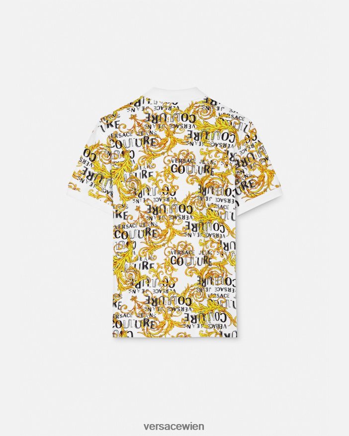 Gold und Weiß Logo-Couture-Poloshirt Versace Männer Kleidung 8N4XJD2390