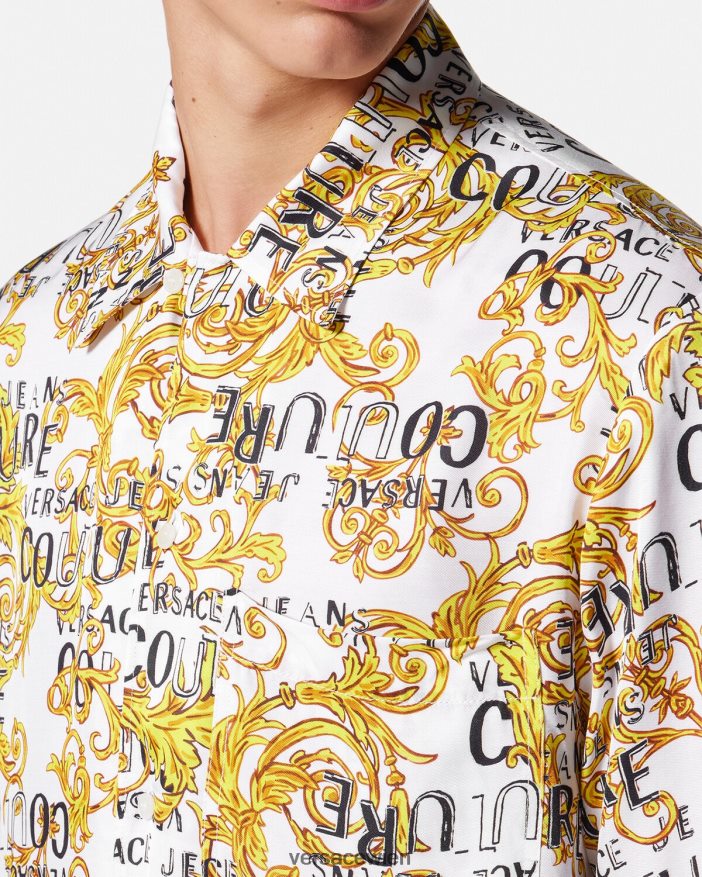 Gold und Weiß Logo-Couture-Shirt Versace Männer Kleidung 8N4XJD2396
