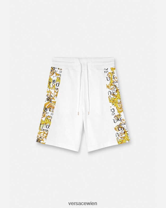 Gold und Weiß Logo-Couture-Sweatshorts Versace Männer Kleidung 8N4XJD2424