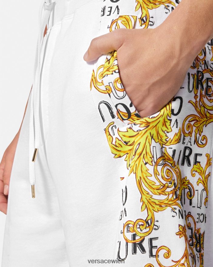 Gold und Weiß Logo-Couture-Sweatshorts Versace Männer Kleidung 8N4XJD2424