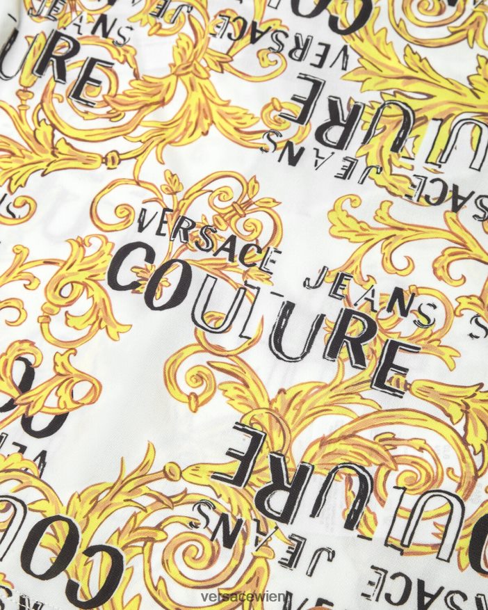 Gold und Weiß One-Shoulder-Oberteil mit Logo-Couture-Ausschnitt Versace Frauen Kleidung 8N4XJD2205