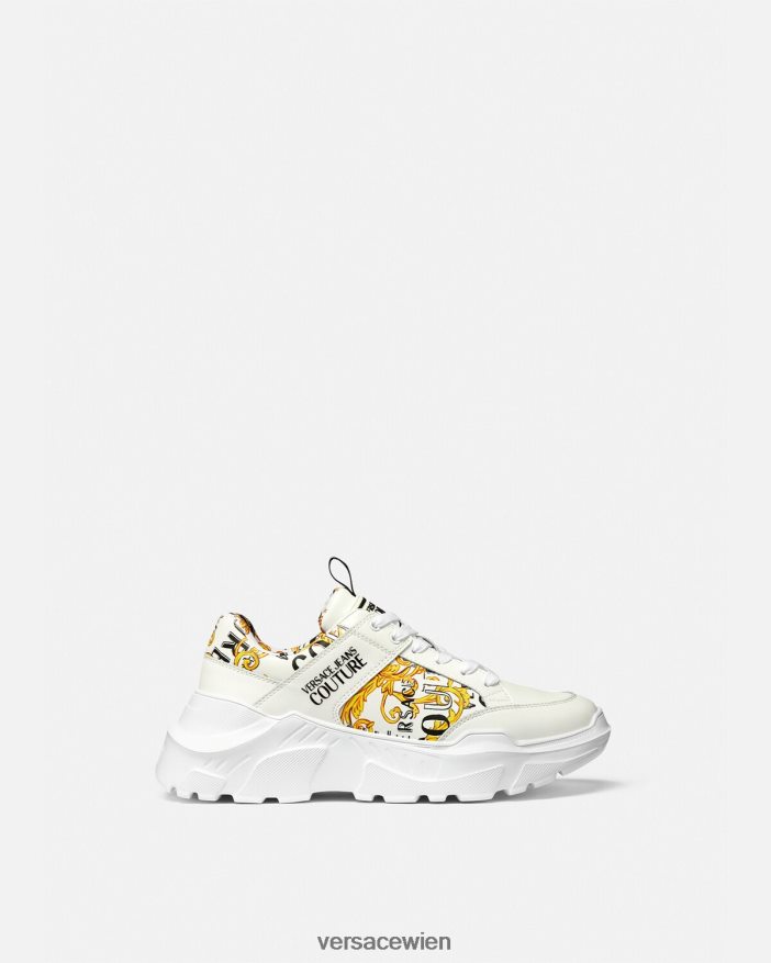 Gold und Weiß Speedtrack-Sneaker mit Logo-Couture-Logo Versace Männer Schuh 8N4XJD2459