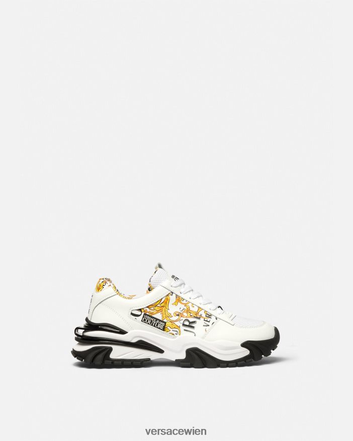 Gold und Weiß Trail Trek Logo Couture-Sneaker Versace Männer Schuh 8N4XJD2465