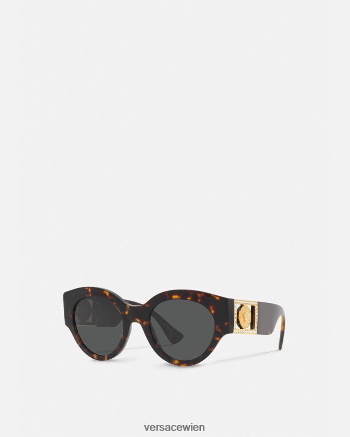 Havanna Helle Sonnenbrille mit Medusa-Kristall Versace Frauen Zubehör 8N4XJD628
