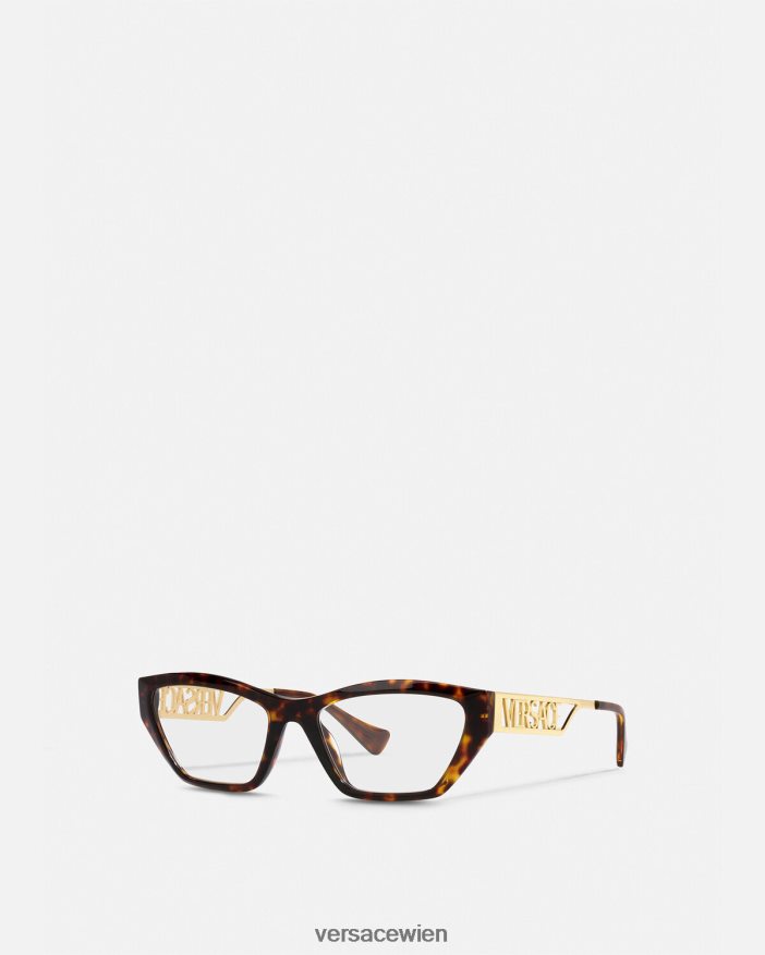 Havanna und Gold Cat-Eye-Brille mit 90er-Jahre-Vintage-Logo Versace Frauen Zubehör 8N4XJD705