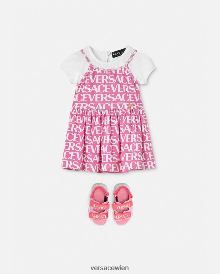 Hell-Pink Allover-Baby-T-Shirt-Kleid Versace Kinder Kleidung 8N4XJD1871