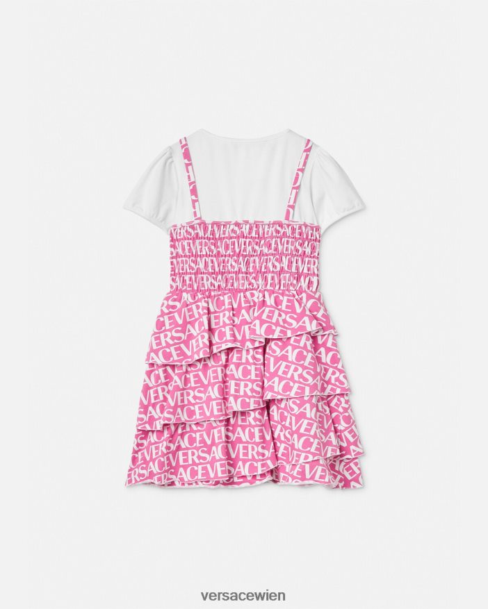 Hell-Pink Allover-Rüschenkleid Versace Kinder Kleidung 8N4XJD1977