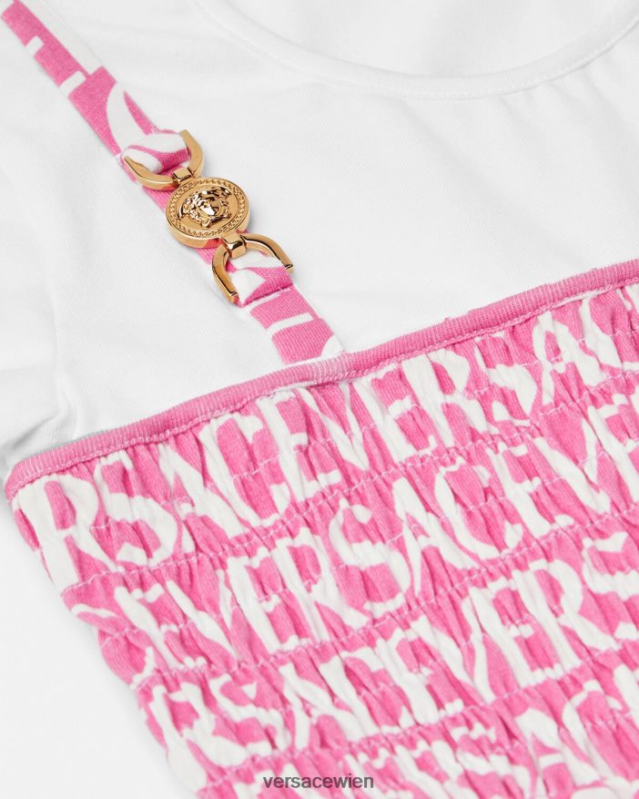 Hell-Pink Allover-Rüschenkleid Versace Kinder Kleidung 8N4XJD1977