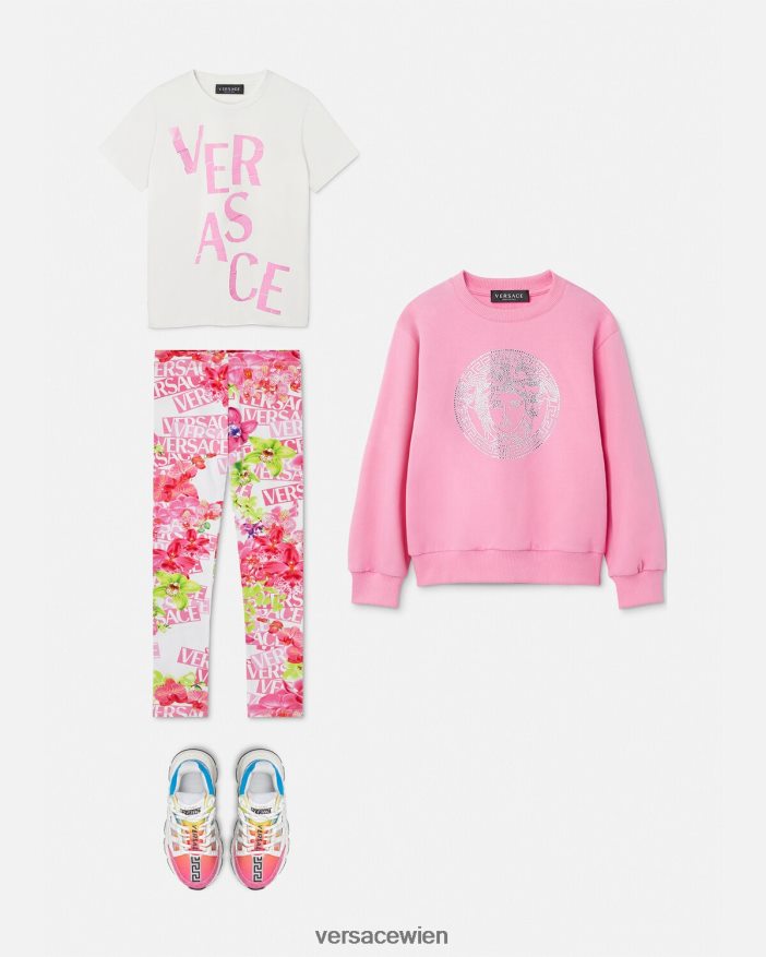 Hell-Pink Logo-T-Shirt Versace Kinder Kleidung 8N4XJD2012