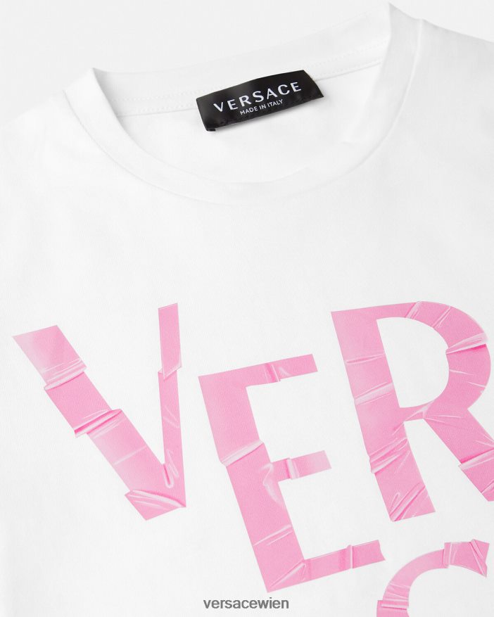 Hell-Pink Logo-T-Shirt Versace Kinder Kleidung 8N4XJD2012