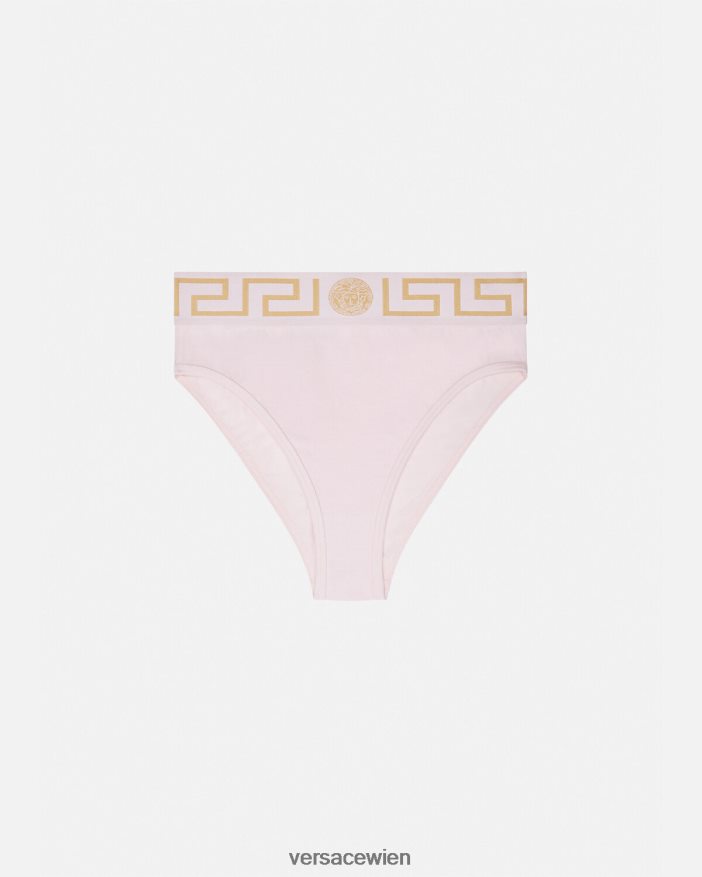 Hell-Pink Slip mit hohem Beinausschnitt und Greca-Bordüre Versace Frauen Unterwäsche und Strandbekleidung 8N4XJD1057
