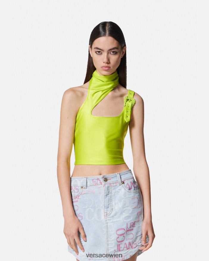 Kalk Crop-Top mit barocker Schnalle Versace Frauen Kleidung 8N4XJD2217