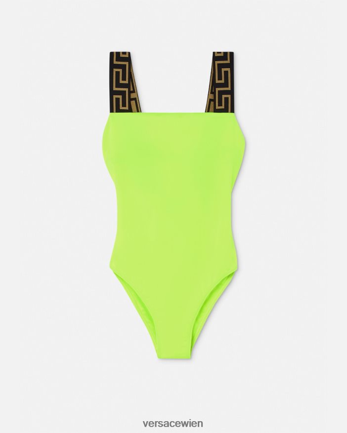 Kalk Einteiliger Badeanzug mit Greca-Bordüre Versace Frauen Unterwäsche und Strandbekleidung 8N4XJD1179