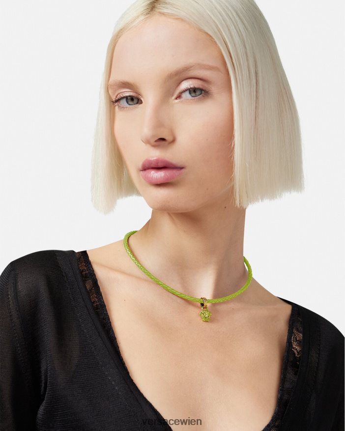 Kalk Halskette aus Kristallmedusa-Leder Versace Frauen Zubehör 8N4XJD853