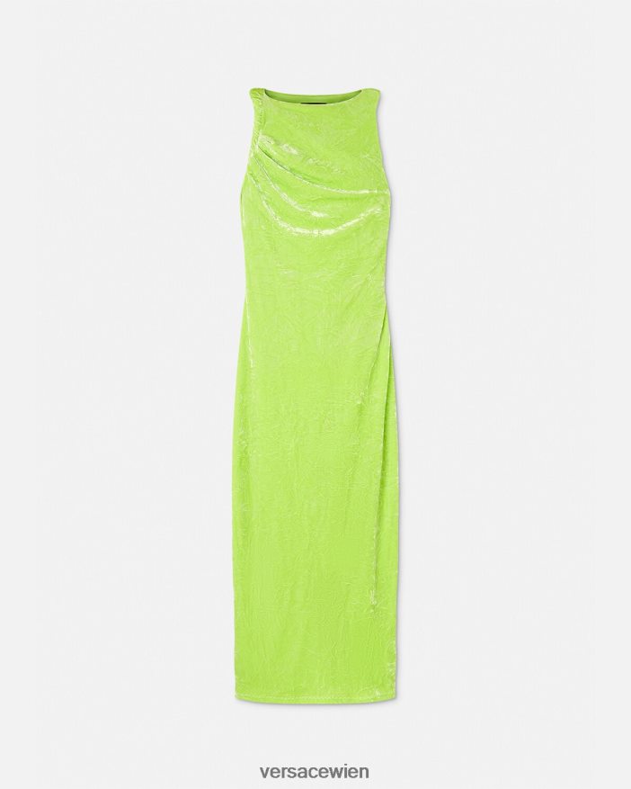 Kalk Midikleid aus gerolltem Samt Versace Frauen Kleidung 8N4XJD75