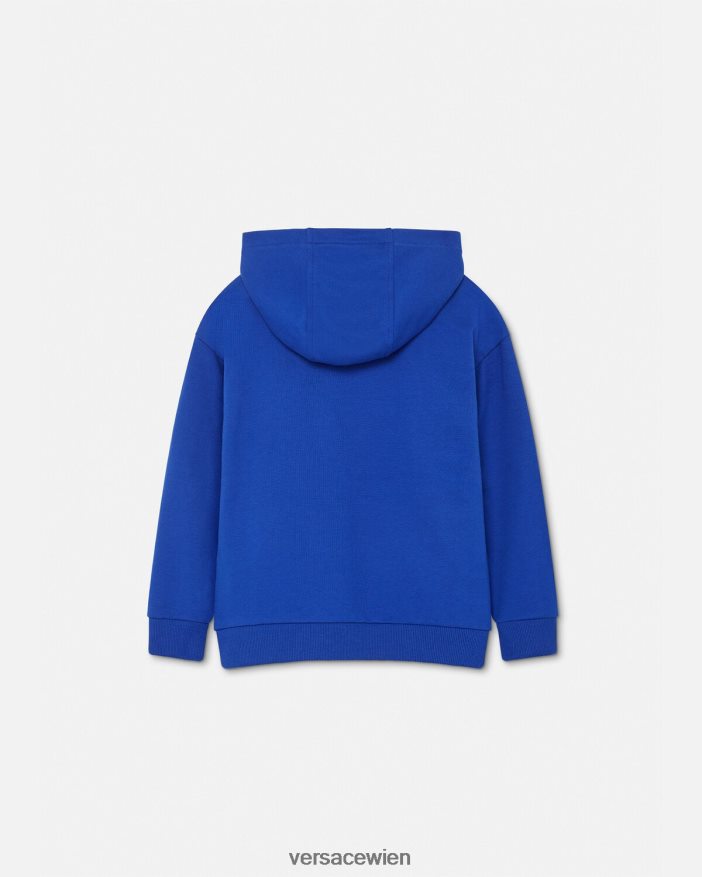 Königsblau Kapuzenpullover mit Kristallmedusa Versace Kinder Kleidung 8N4XJD2129