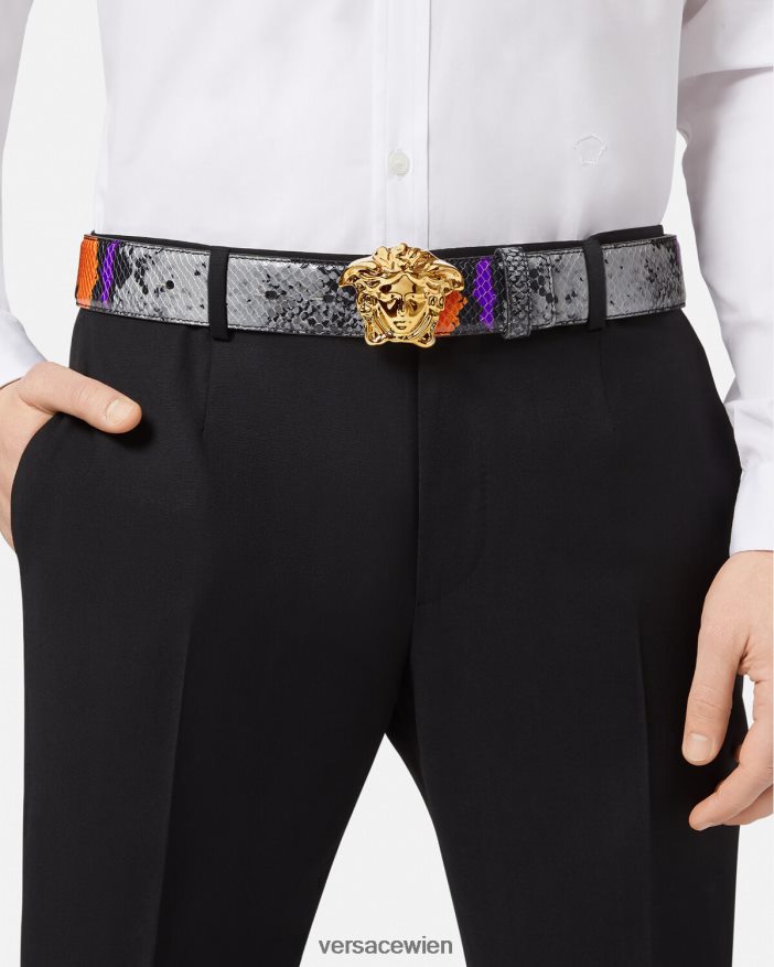 Mehrfarbig Ledergürtel mit Medusa-Python-Print Versace Männer Zubehör 8N4XJD1631