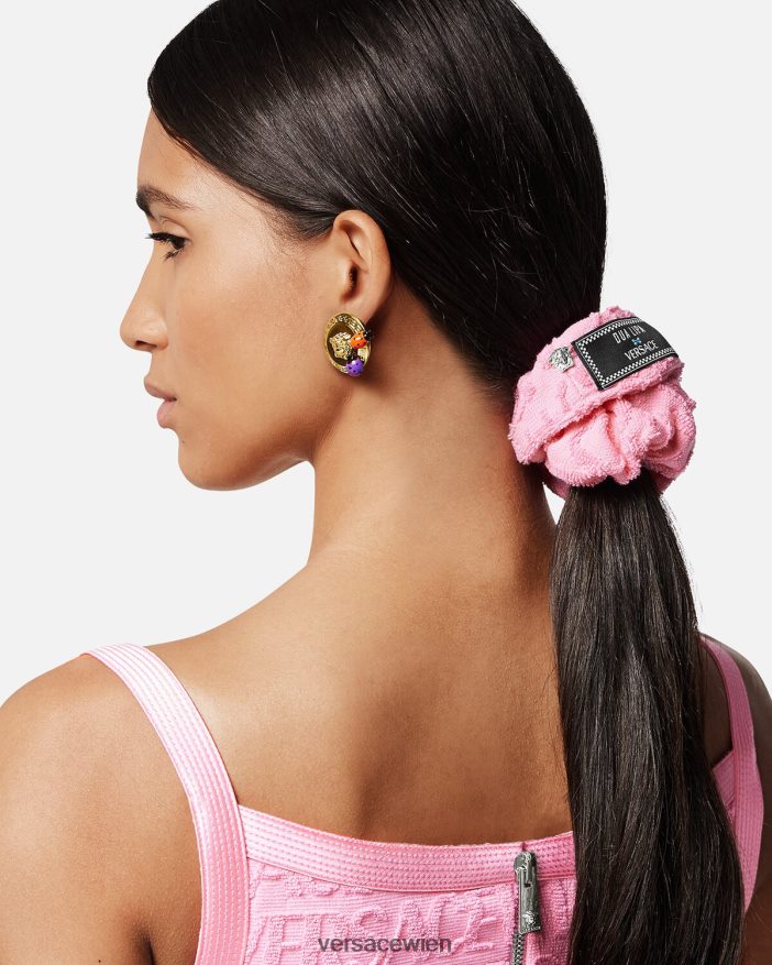 Rosa Allover-Handtuch-Scrunchie Versace Frauen Zubehör 8N4XJD866