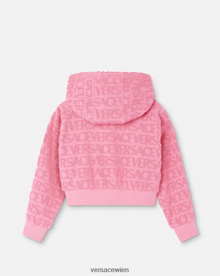 Rosa Allover-Kapuzenpullover aus Handtuch Versace Kinder Kleidung 8N4XJD1948