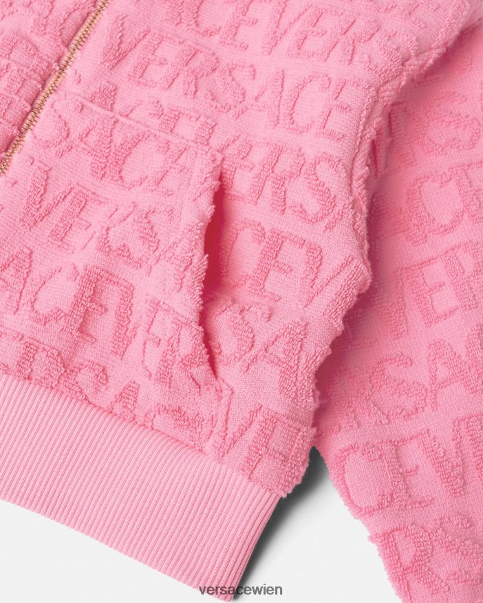 Rosa Allover-Kapuzenpullover aus Handtuch Versace Kinder Kleidung 8N4XJD1948