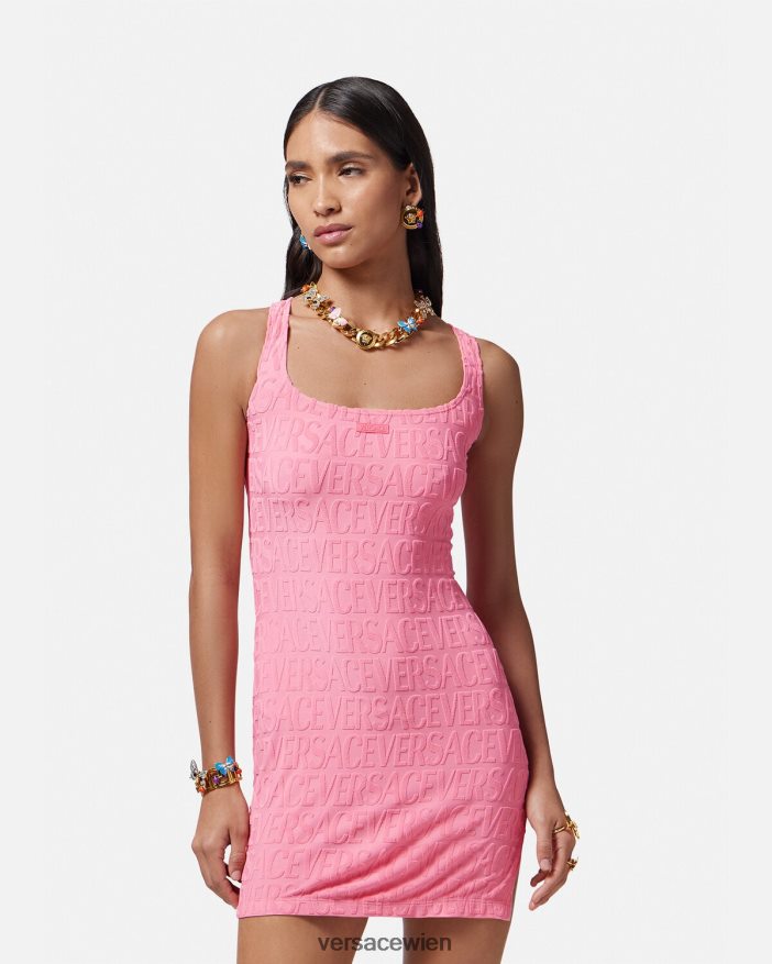Rosa Allover-Kleiderüberwurf aus Handtuch Versace Frauen Unterwäsche und Strandbekleidung 8N4XJD1189