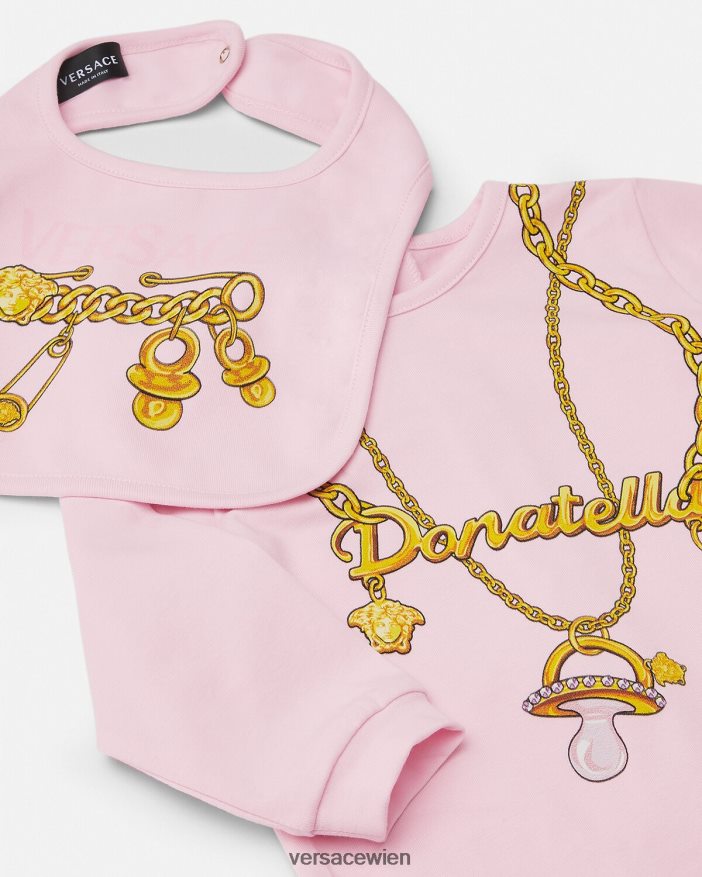 Rosa Donatella Chain Baby-Schlafanzug-Set Versace Kinder Kleidung 8N4XJD1830