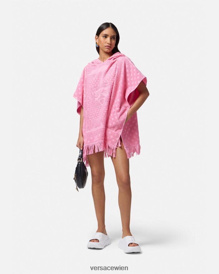 Rosa Handtuchüberzug mit Heritage-Schmetterlingen Versace Frauen Unterwäsche und Strandbekleidung 8N4XJD1191