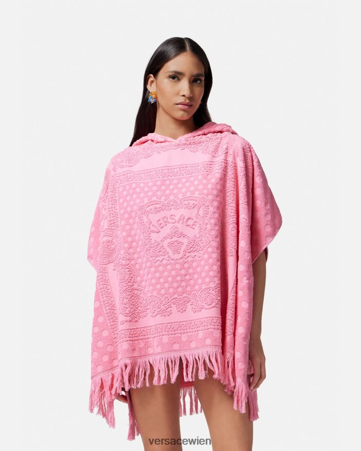 Rosa Handtuchüberzug mit Heritage-Schmetterlingen Versace Frauen Unterwäsche und Strandbekleidung 8N4XJD1191