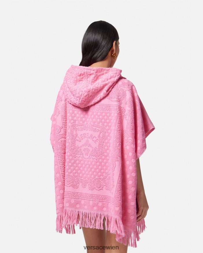 Rosa Handtuchüberzug mit Heritage-Schmetterlingen Versace Frauen Unterwäsche und Strandbekleidung 8N4XJD1191