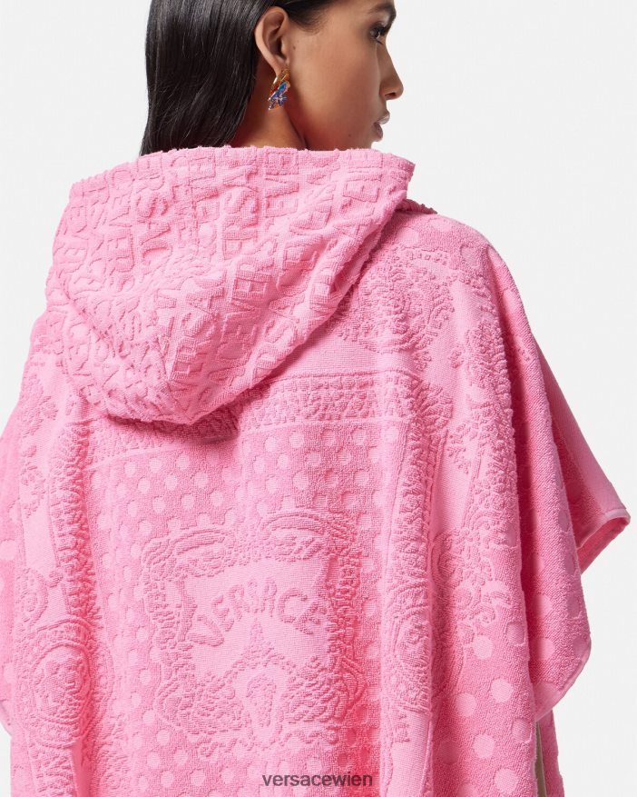 Rosa Handtuchüberzug mit Heritage-Schmetterlingen Versace Frauen Unterwäsche und Strandbekleidung 8N4XJD1191