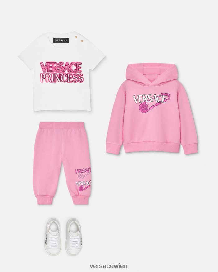 Rosa Kapuzenpullover für Babys mit Sicherheitsnadel Versace Kinder Kleidung 8N4XJD1919
