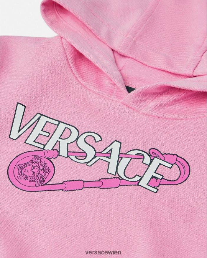 Rosa Kapuzenpullover für Babys mit Sicherheitsnadel Versace Kinder Kleidung 8N4XJD1919