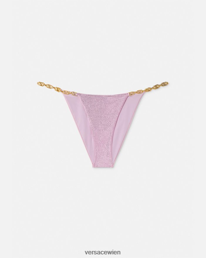 Rosa Kristall-Bikinihose im Greca-Stil Versace Frauen Unterwäsche und Strandbekleidung 8N4XJD1126