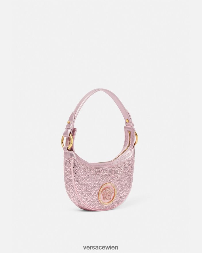 Rosa Mini-Hobo-Tasche mit Kristallmuster Versace Frauen Taschen 8N4XJD275