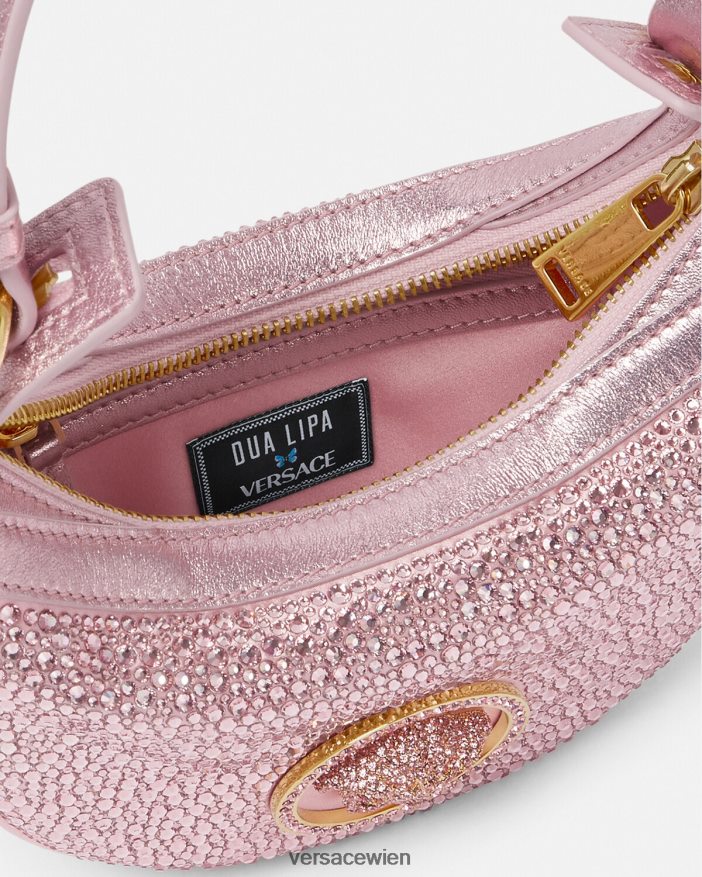 Rosa Mini-Hobo-Tasche mit Kristallmuster Versace Frauen Taschen 8N4XJD275