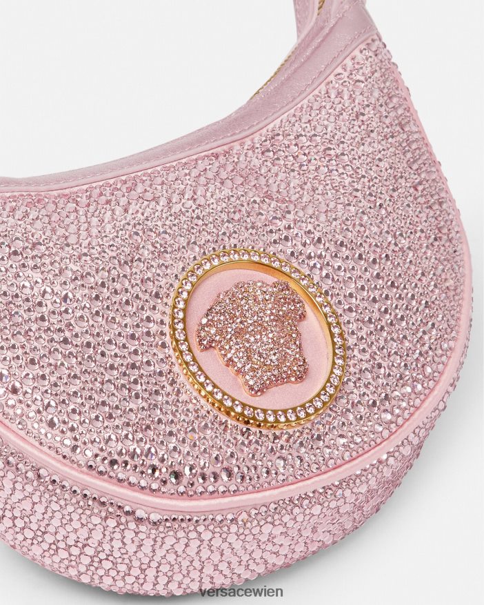 Rosa Mini-Hobo-Tasche mit Kristallmuster Versace Frauen Taschen 8N4XJD275