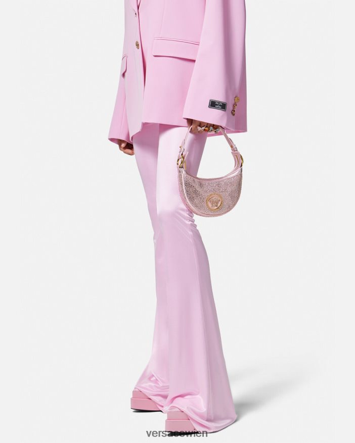 Rosa Mini-Hobo-Tasche mit Kristallmuster Versace Frauen Taschen 8N4XJD275