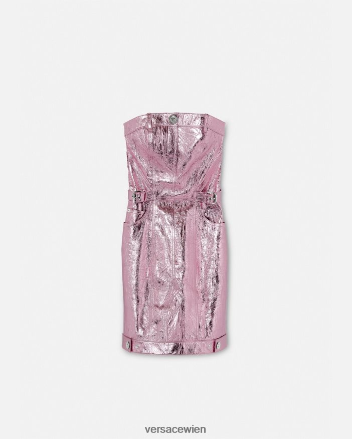 Rosa Minikleid aus Medusa-Metallic-Leder Versace Frauen Kleidung 8N4XJD14