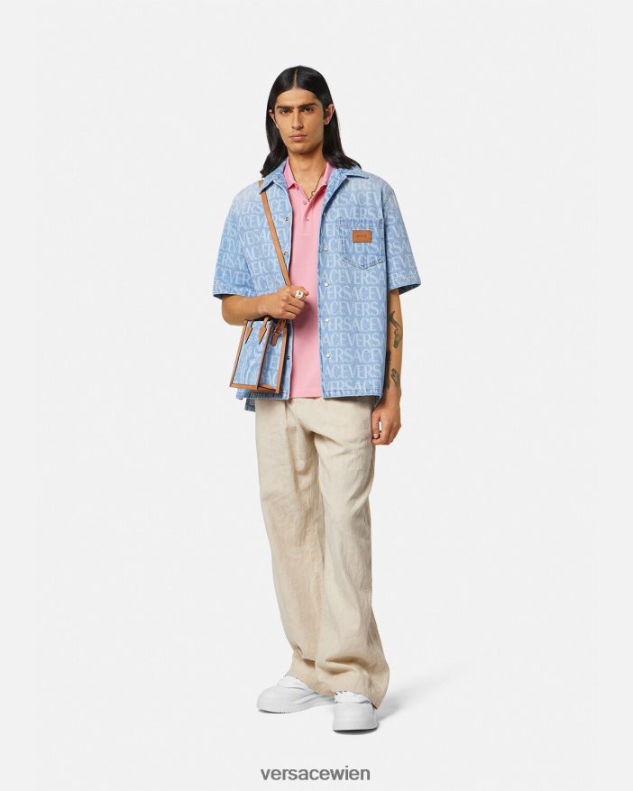 Rosa Poloshirt mit Muschel-Barock-Logo Versace Männer Kleidung 8N4XJD1365