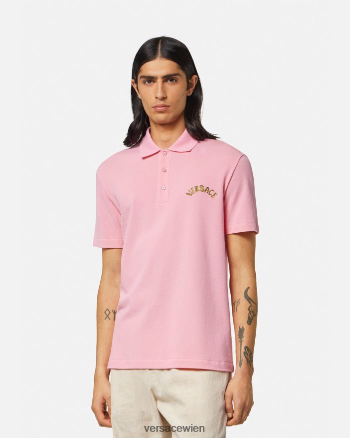 Rosa Poloshirt mit Muschel-Barock-Logo Versace Männer Kleidung 8N4XJD1365