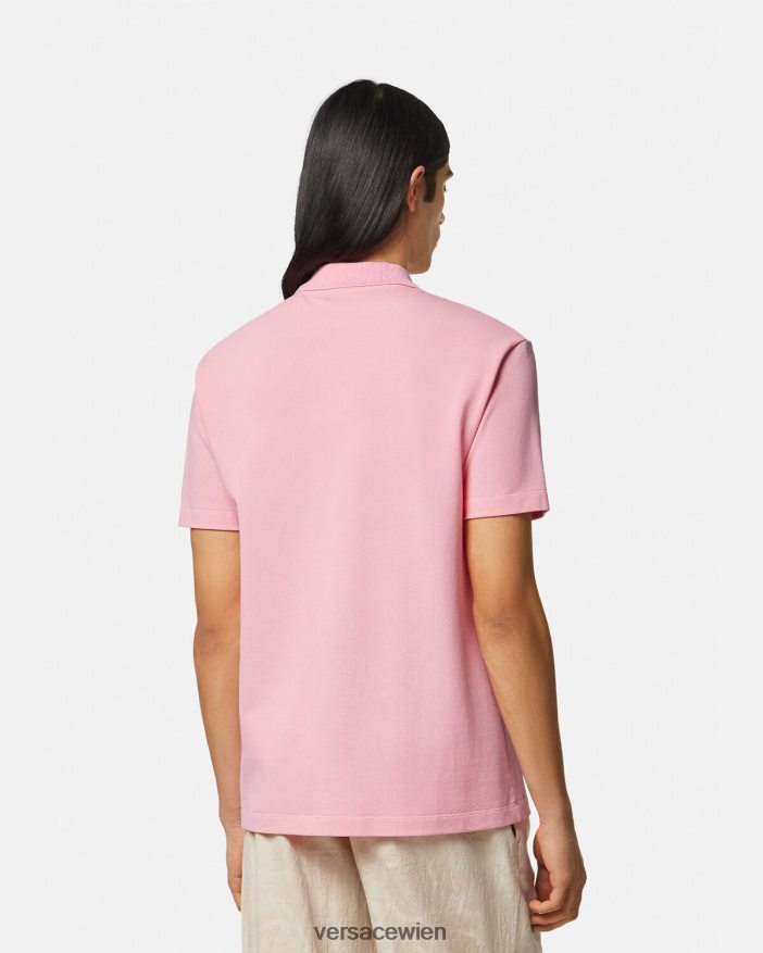 Rosa Poloshirt mit Muschel-Barock-Logo Versace Männer Kleidung 8N4XJD1365