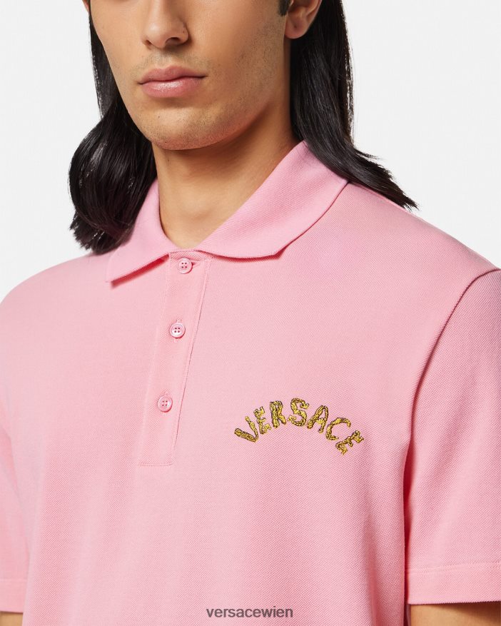 Rosa Poloshirt mit Muschel-Barock-Logo Versace Männer Kleidung 8N4XJD1365