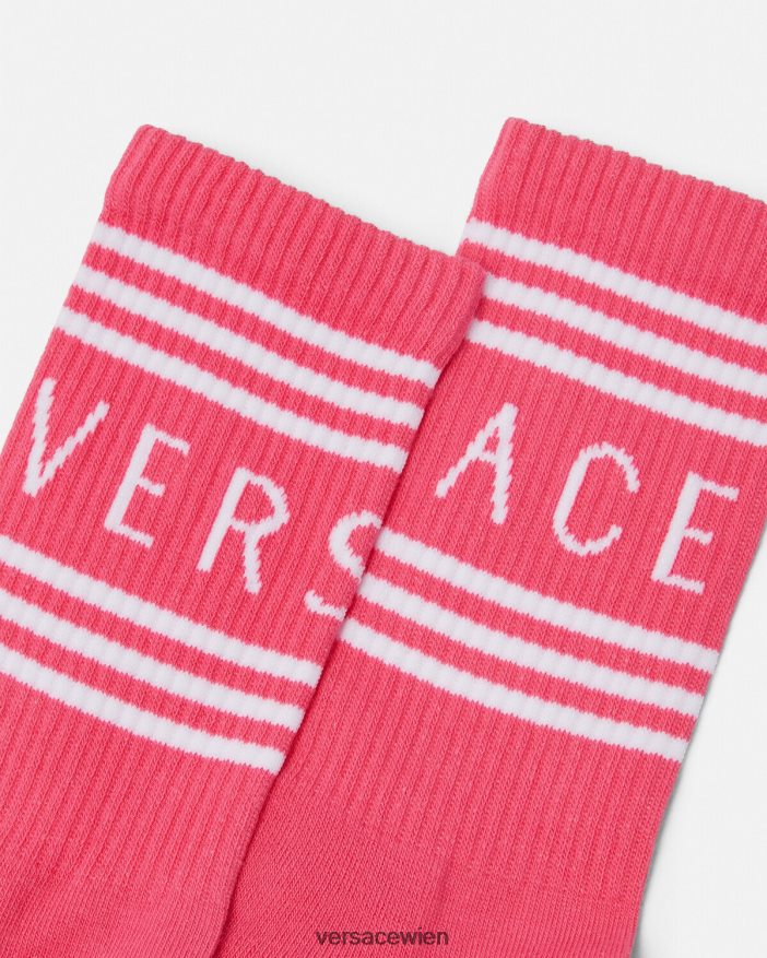 Rosa Socken mit 90er-Jahre-Vintage-Logo Versace Frauen Unterwäsche und Strandbekleidung 8N4XJD1098