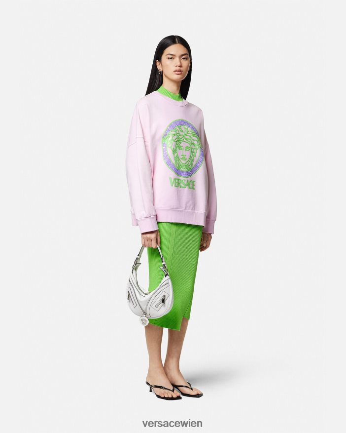 Rosa Sweatshirt im Used-Look mit Medusa-Logo Versace Frauen Kleidung 8N4XJD132
