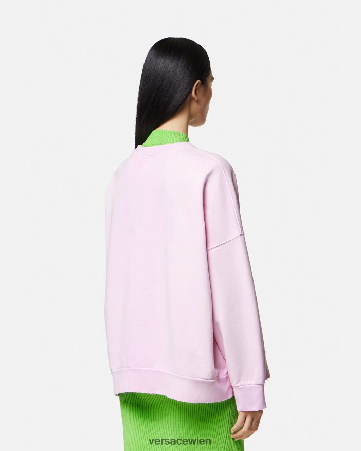 Rosa Sweatshirt im Used-Look mit Medusa-Logo Versace Frauen Kleidung 8N4XJD132