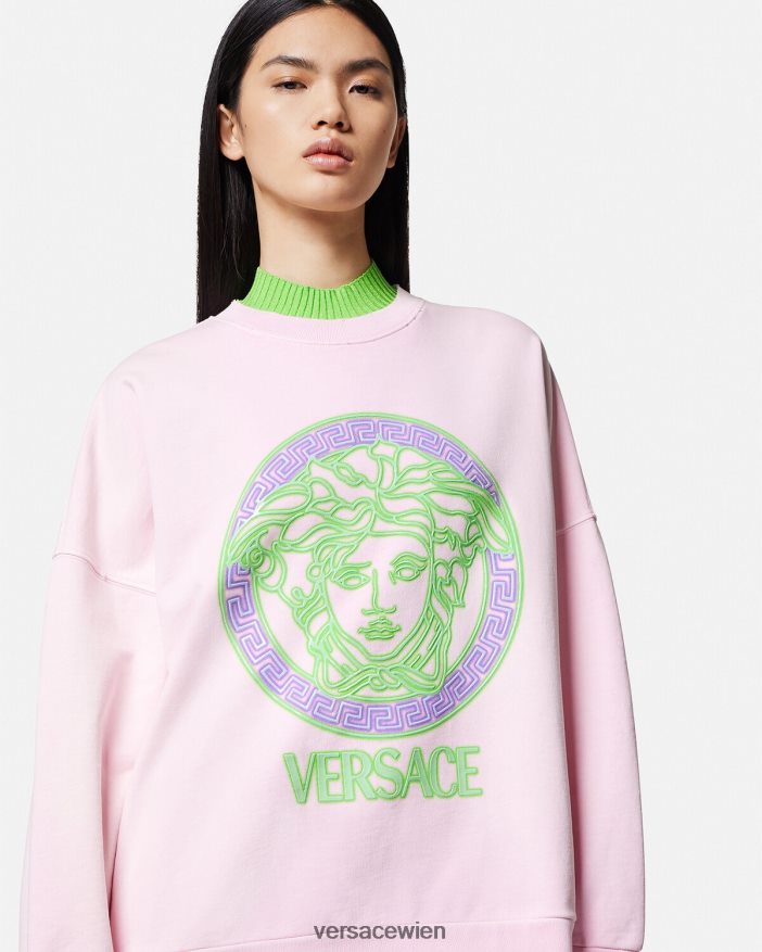 Rosa Sweatshirt im Used-Look mit Medusa-Logo Versace Frauen Kleidung 8N4XJD132